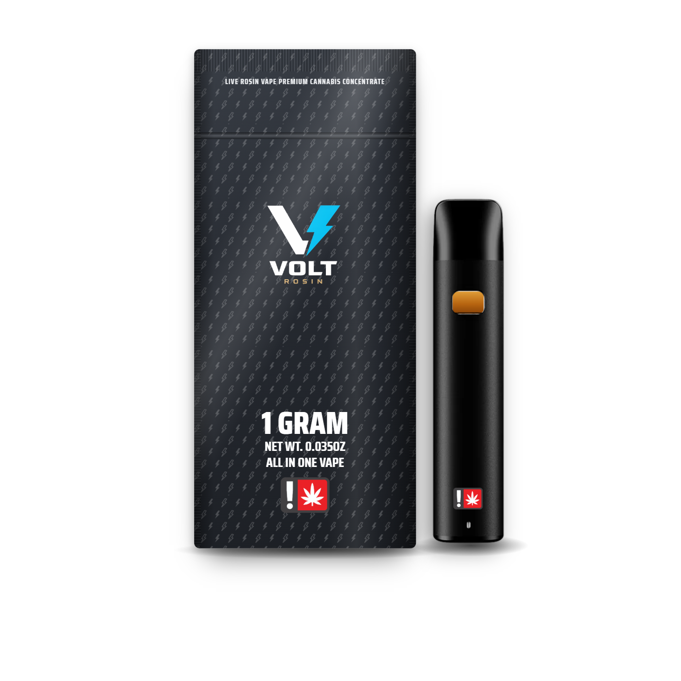 VOLT 1g Rosin AIO — black pouch with matte black all-in-one vape
