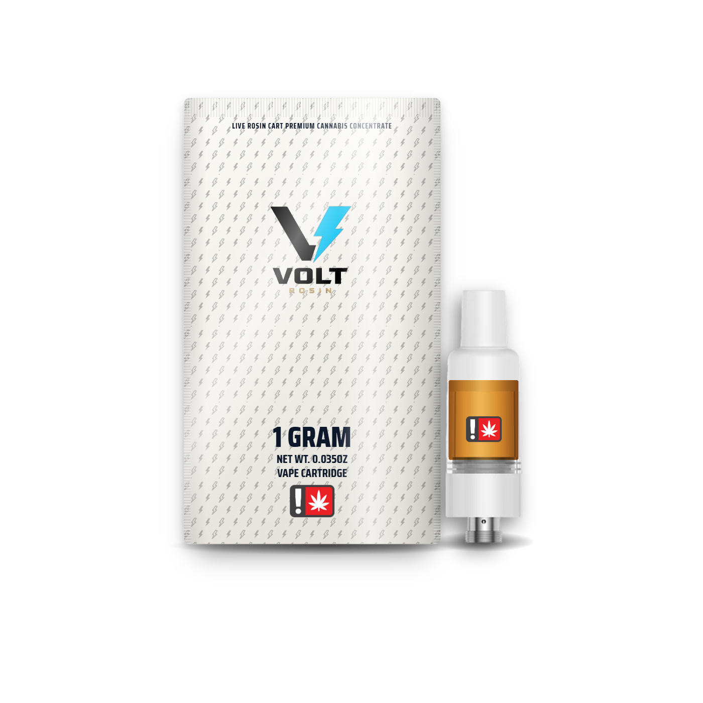 VOLT 1g Rosin Cart — light pouch with 510-thread live rosin cartridge